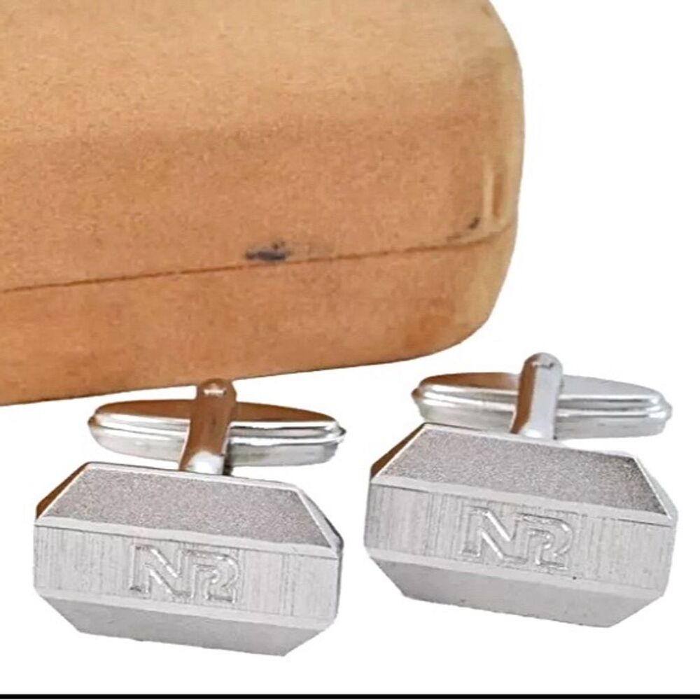 Nina Ricci Silver Hammer Cufflinks with Original Box Wedding Engraved Me…